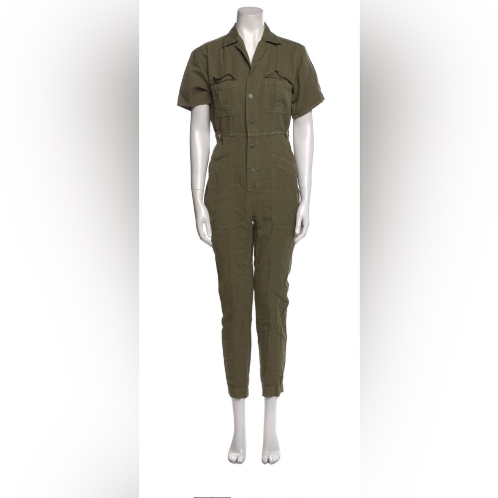 A.L.C. Khaki Button-Front Jumpsuit
